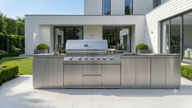 Whistler Outdoor Kitchen 6 Burner BBQ, Sink, Double Doors and Gas Bottle Cabinet | 4M