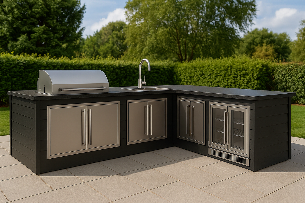 The Alpha Forge Outdoor Kitchen Beefeater Proline 6 Burner Gas BBQ | 3.7m x 3m Black