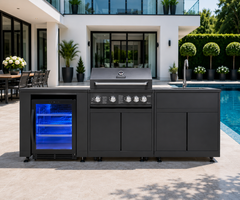 Goriller Outdoor Kitchen | 5-Burner Gas Grill, Sink & Fridge | 2.5m