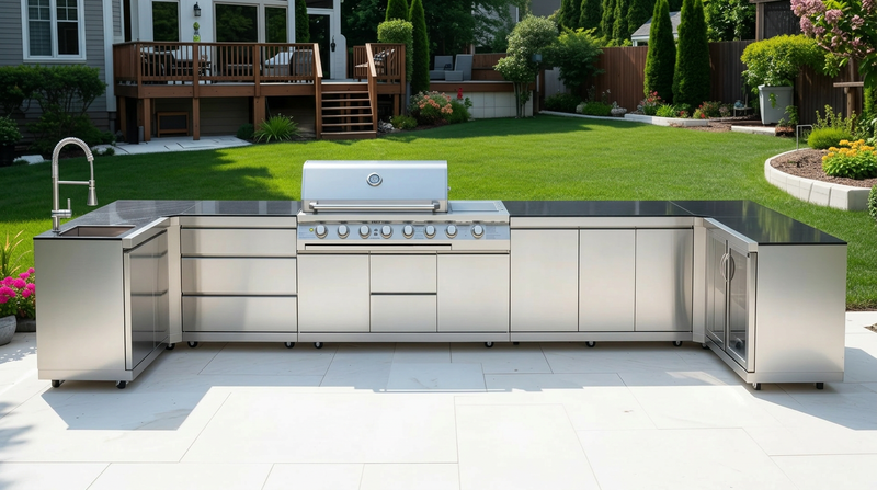 Whistler Outdoor Kitchen 6 Burner BBQ, Sink and Fridge | Malmesbury | 1.5 x 5 Meter x 1.5Meters