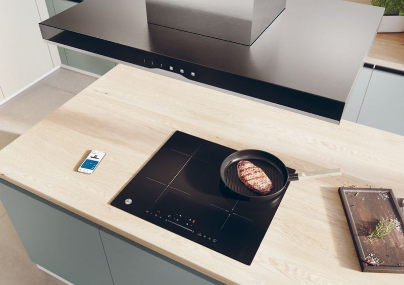 Hood Island Freestanding Island Decorative, Stainless Steel, LED, SS+ black front glass panel