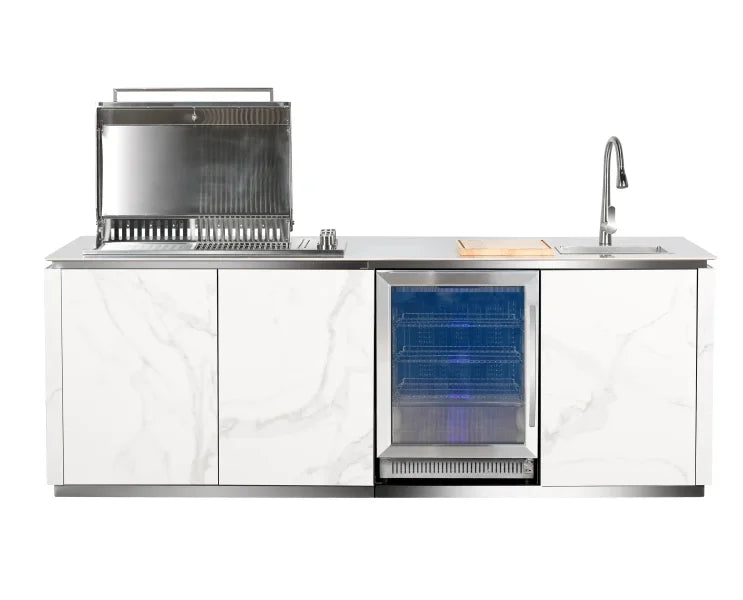 Buschbeck Derby Outdoor Kitchen – White Marbled Ceramic Finish 2.6M