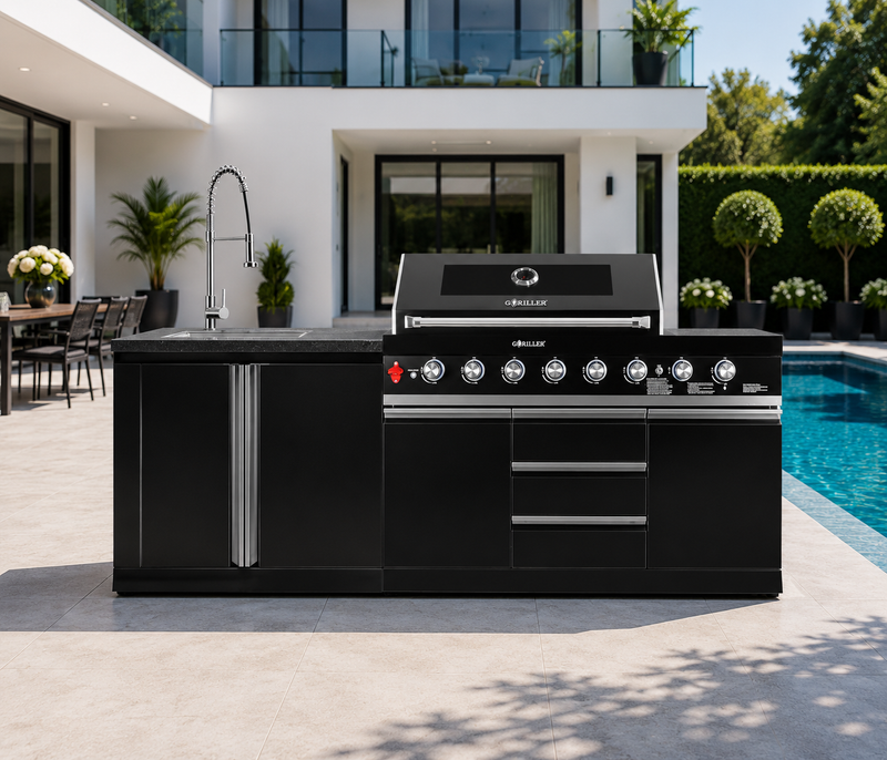Goriller Outdoor Kitchen | 8-Burner Gas Grill, and Sink | 2.3m Compact Luxury Design
