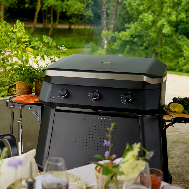 Cozze 3 Burner Plancha 800 Gas BBQ and Cart