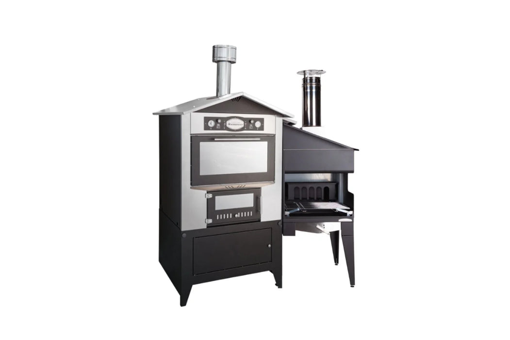 Rossofuoco SEDICINONI Outdoor wood-fired oven 100 x 78 cm with separate combustion - stainless steel with Falo