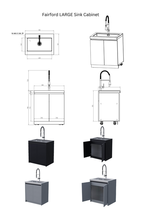 Whistler Fairford Black Outdoor Kitchen with Burford 5-Burner BBQ | 3.6M Full-Length