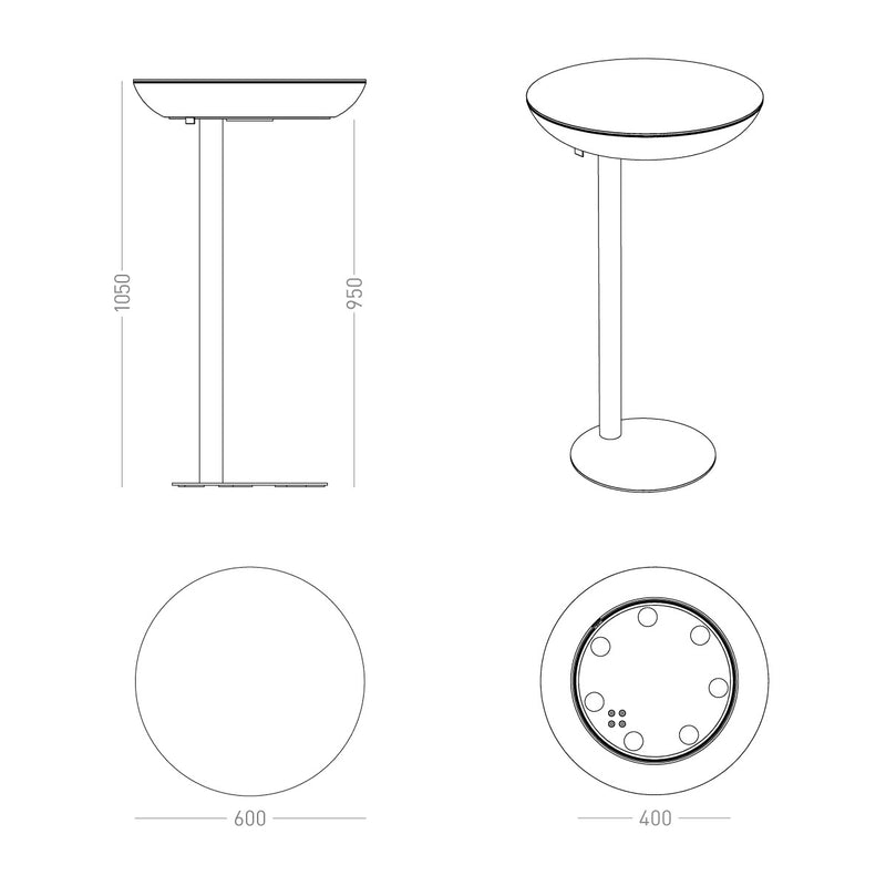 Illuminated Elegance Lounge M105 LED Accu Indoor / Outdoor Ø 60 cm, H 105 cm