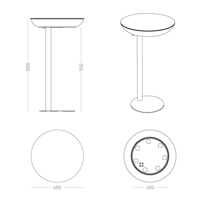 Illuminated Elegance Lounge M105 LED Accu Indoor / Outdoor Ø 60 cm, H 105 cm