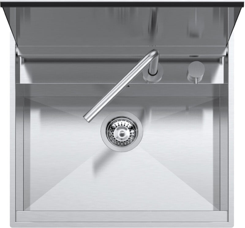Barazza LAB COVER 316 Outdoor 1 bowl sink cm. 57x51 with lid + tap - satin stainless steel