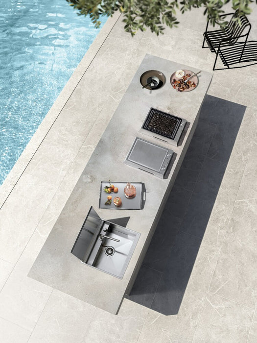 Barazza LAB COVER 316 Outdoor 1 bowl sink cm. 57x51 with lid + tap - satin stainless steel