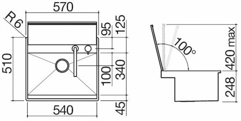 Barazza LAB COVER 316 Outdoor 1 bowl sink cm. 57x51 with lid + tap - satin stainless steel