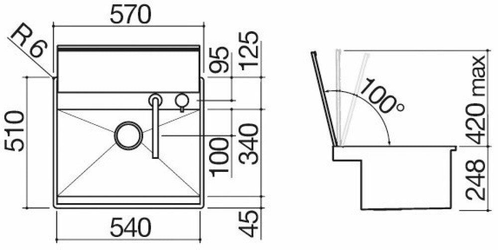 Barazza LAB COVER 316 Outdoor 1 bowl sink cm. 57x51 with lid + tap - satin stainless steel