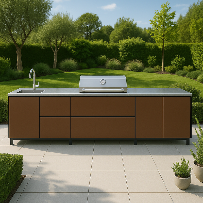 Hoppilif Outdoor Kitchen | BeefEater Proline & Sink –  Oxide Brown (3.6m)