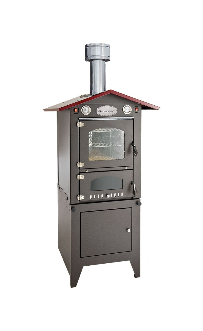 Rossofuoco ECO 50 Outdoor wood-fired oven 62 x 65 cm with separate combustion - anthracite/red