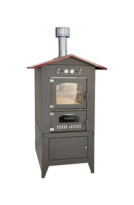 Rossofuoco ECO Outdoor wood-fired oven 80 x 93 cm with separate combustion - anthracite/red