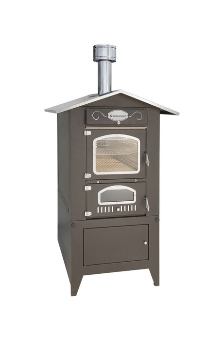 Rossofuoco EFFE Outdoor wood-fired oven 80 x 93 cm with separate combustion - anthracite/stainless steel