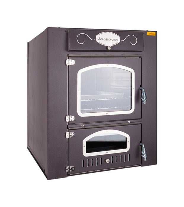 Rossofuoco EFFE INCASSO Built-in wood-fired oven 80 x 93 cm with separate combustion - anthracite