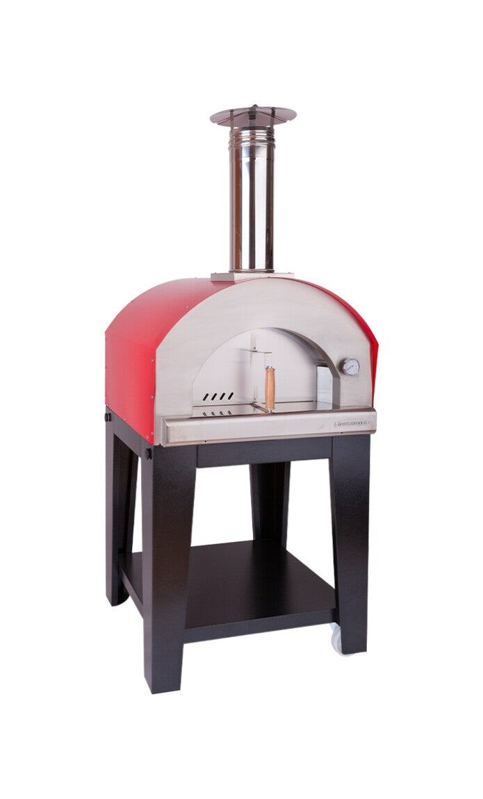 Rossofuoco CAMPAGNOLO Outdoor wood-fired oven 79 x 69 cm with direct combustion - stainless steel/red