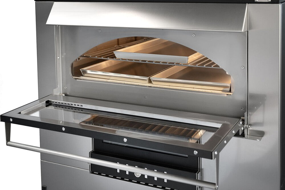 Rossofuoco CUBO Outdoor wood-fired oven 100 x 90 cm with direct/indirect combustion - stainless steel