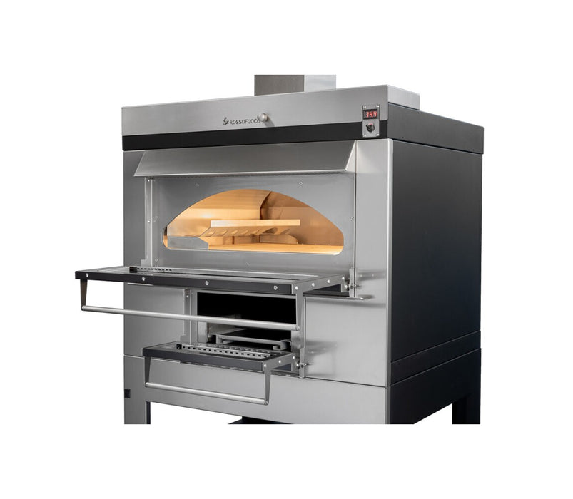 Rossofuoco CUBO Outdoor wood-fired oven 100 x 90 cm with direct/indirect combustion - stainless steel