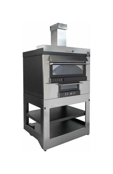 Rossofuoco CUBO Outdoor wood-fired oven 100 x 90 cm with direct/indirect combustion - stainless steel