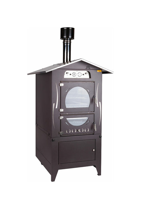 Rossofuoco FIAMMA Outdoor wood-fired oven 75 x 77 cm with separate combustion - anthracite/stainless steel