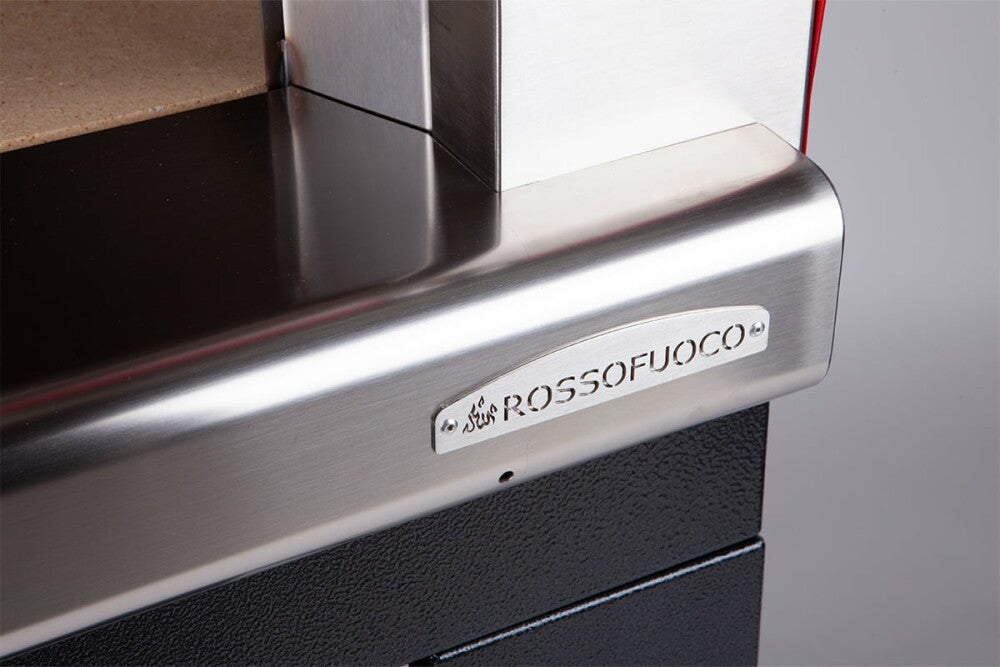 Rossofuoco PIÙTRECENTO Outdoor wood-fired oven 99 x 109 cm with direct combustion - red/stainless