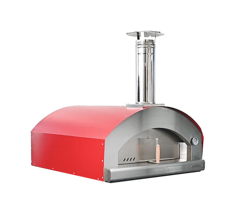 Rossofuoco PIÙTRECENTO Outdoor wood-fired oven 99 x 109 cm with direct combustion - red/stainless