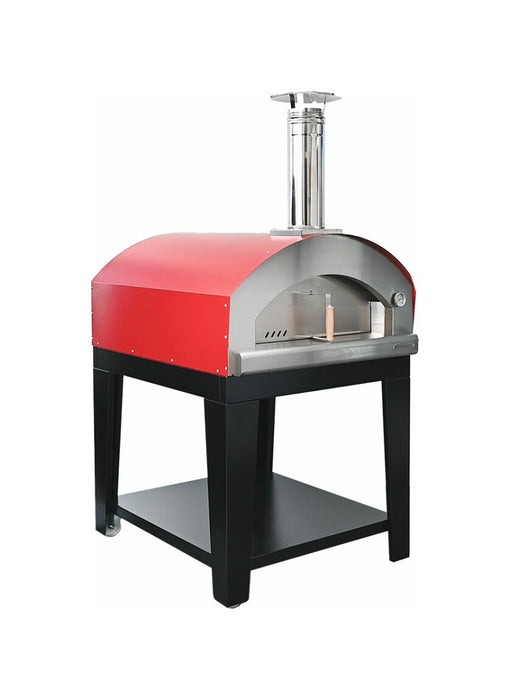 Rossofuoco PIÙTRECENTO Outdoor wood-fired oven 99 x 109 cm with direct combustion - red/stainless