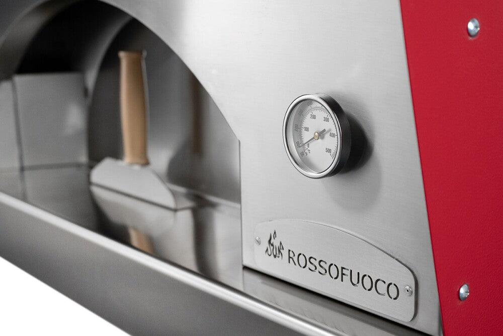 Rossofuoco REGINA Outdoor wood-fired oven 100 x 138 cm with direct combustion - red/stainless