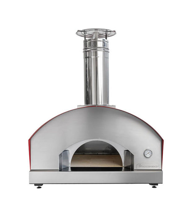 Rossofuoco REGINA Outdoor wood-fired oven 100 x 138 cm with direct combustion - red/stainless