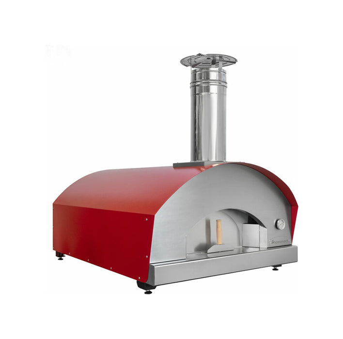 Rossofuoco REGINA Outdoor wood-fired oven 100 x 138 cm with direct combustion - red/stainless