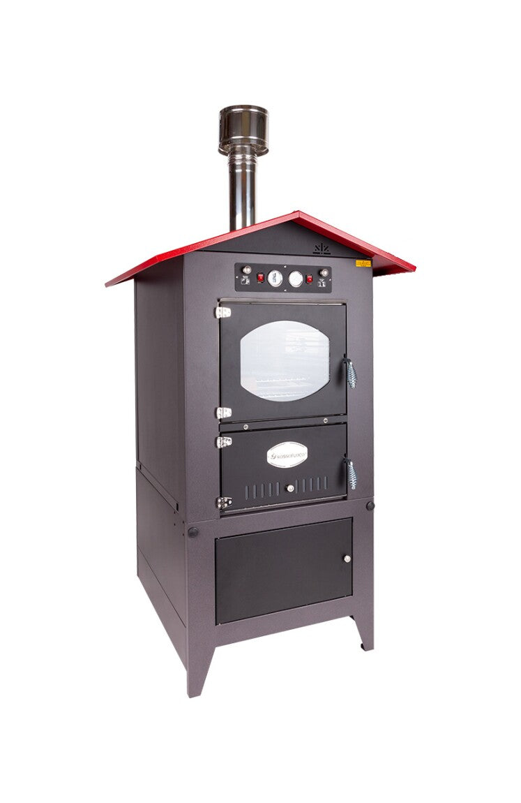 Rossofuoco GARDEN COLOR Outdoor wood-fired oven 80 x 93 cm with separate combustion - lava grey/red