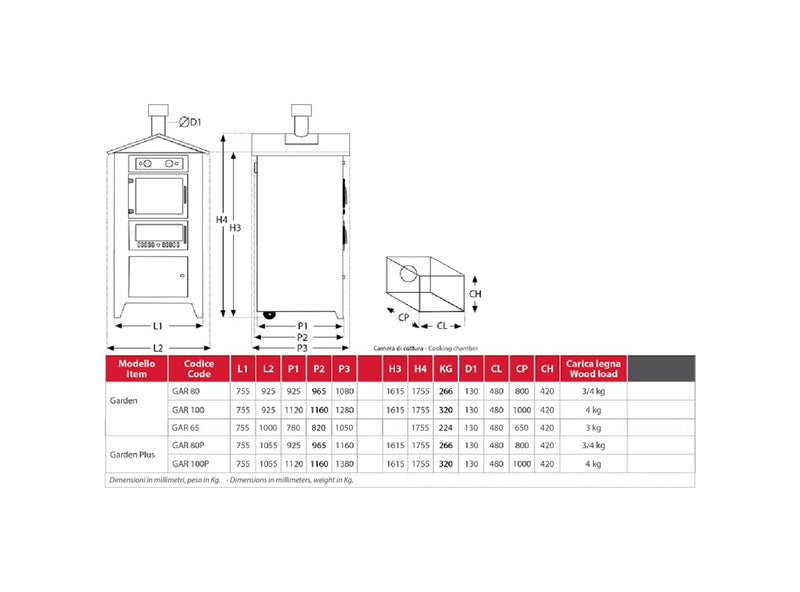 Rossofuoco Garden Plus Wood-fired Oven 75 x 112 cm - Brown/Stainless