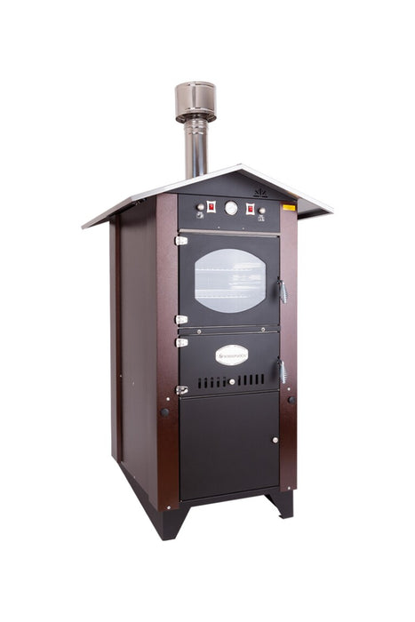 Rossofuoco GARDEN PLUS Outdoor wood-fired oven 75 x 112 cm with separate combustion - brown/stainless