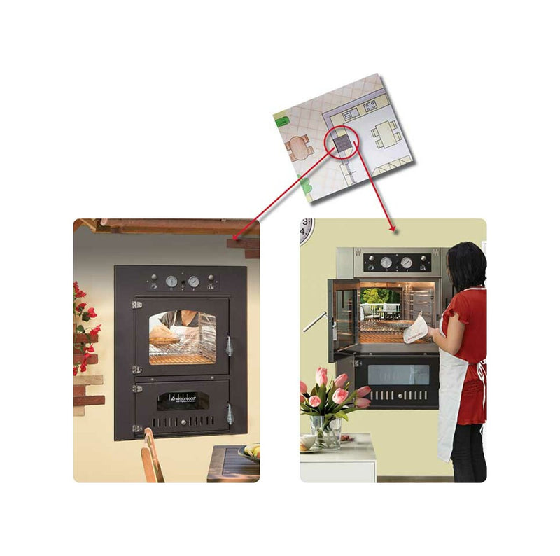 Rossofuoco Quattrostagioni Built-In Double-Sided Wood-Fired Oven 75 X 80 Cm - Anthracite/Steel