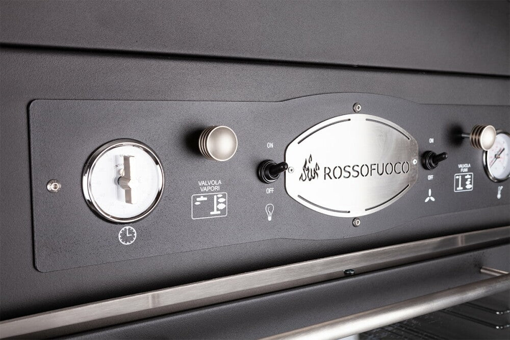 Rossofuoco SEDICINONI BLACK Outdoor wood-fired oven 100 x 78 cm with separate combustion - black/stainless steel