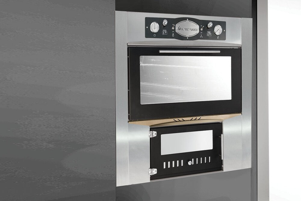 Rossofuoco SEDICINONI Built-in wood-fired oven 100 x 78 cm with separate combustion - stainless steel