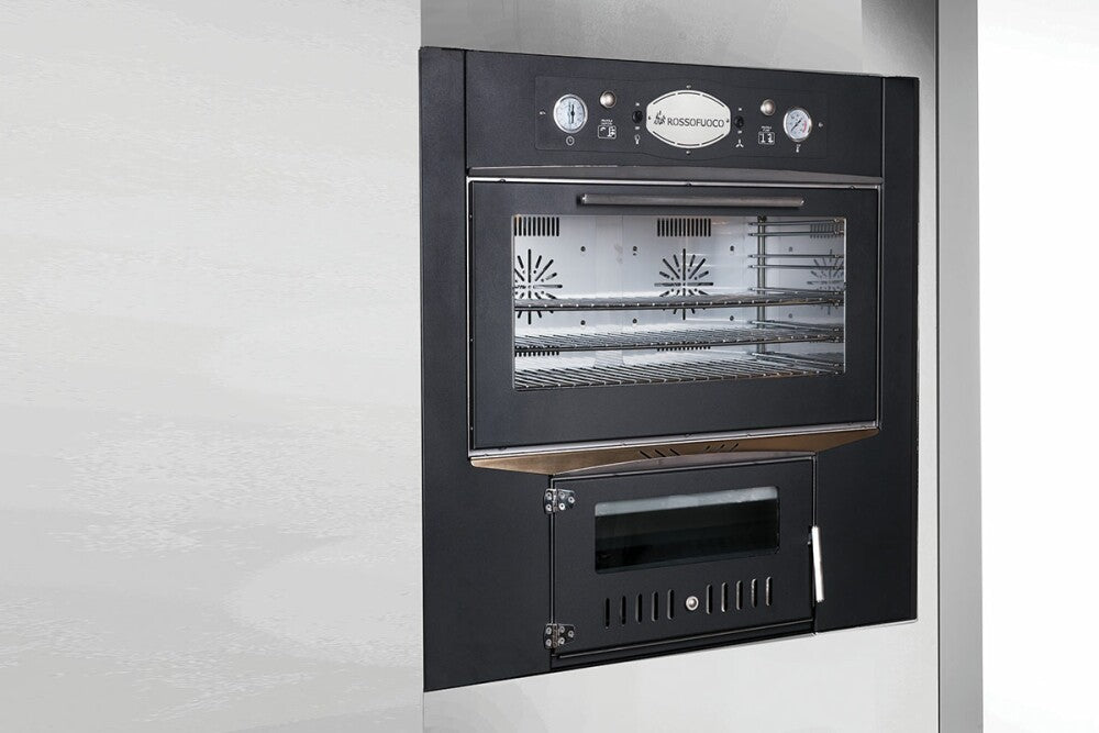 Rossofuoco SEDICINONI BLACK Built-in wood-fired oven 100 x 78 cm with separate combustion - black