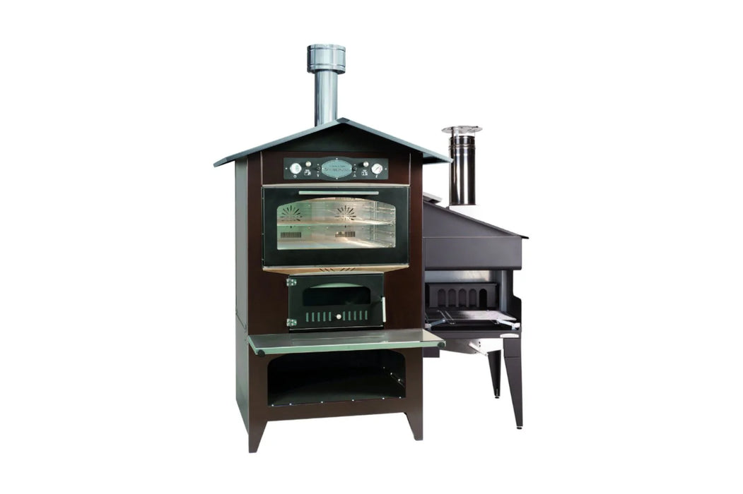 Rossofuoco SEDICINONI BLACK Outdoor wood-fired oven 100 x 78 cm with separate combustion - black/stainless steel with Falo