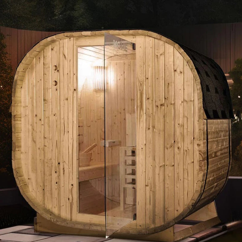 Outdoor Oval Barrel Sauna Combination Infrared/ traditional 1842 x1200 x 1945mm