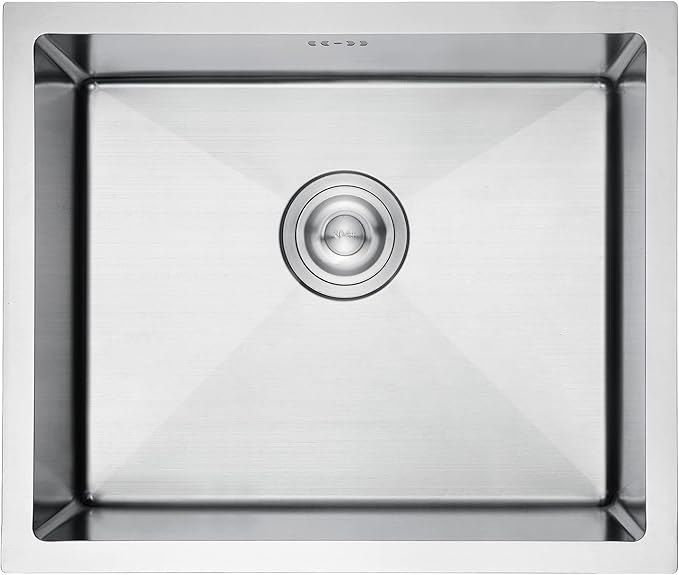 Stainless Steel Sink Undermount and Topmount Single Bowl Kitchen Sink with Drainer Fittings, Silver