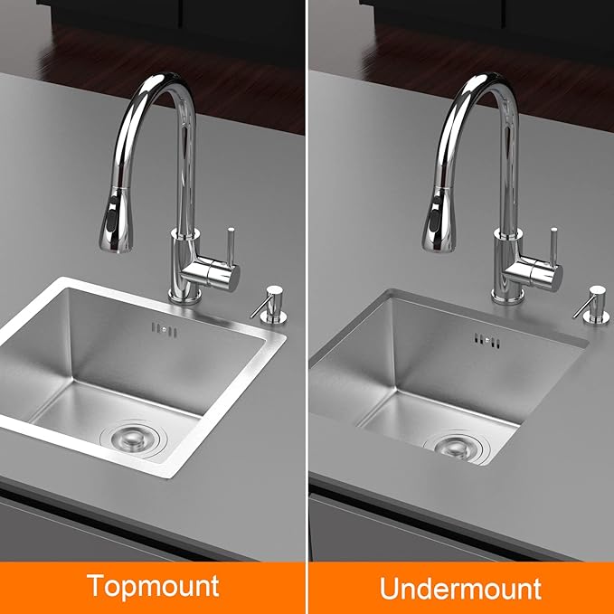 Stainless Steel Sink Undermount and Topmount Single Bowl Kitchen Sink with Drainer Fittings, Silver