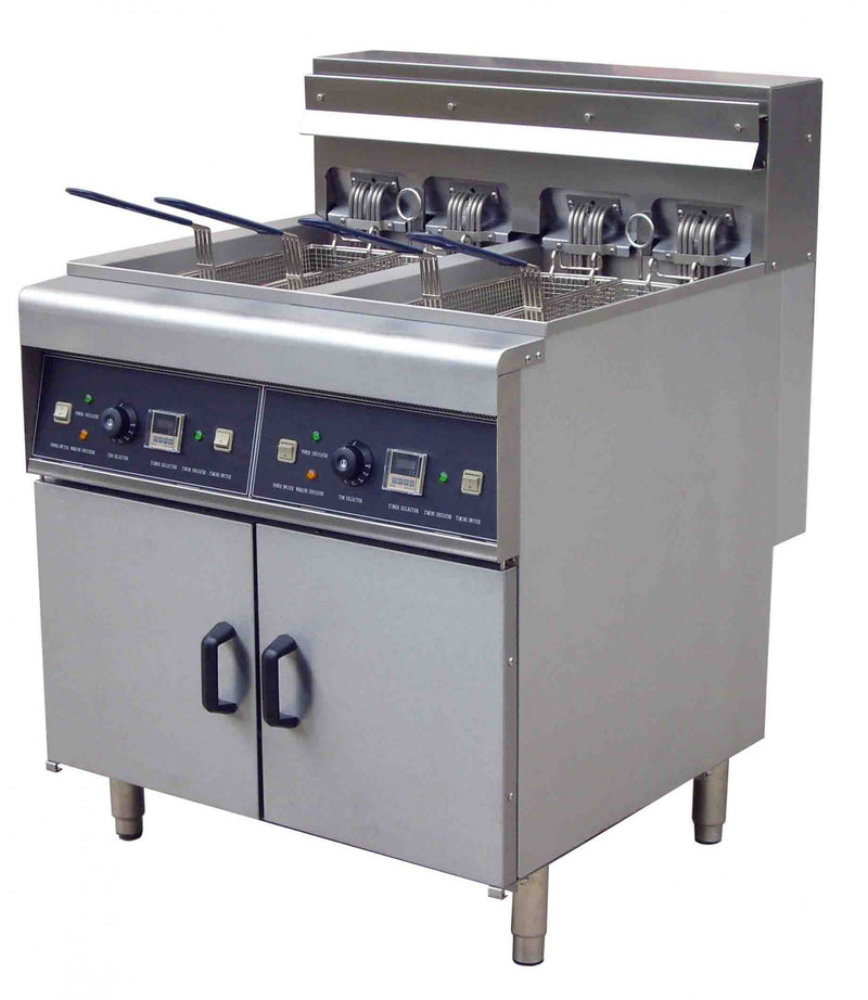CHEFSRANGE DF28L-2 - 28+28 LTR TWIN TANK ELECTRIC FRYER + 4 Castores