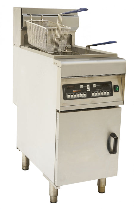 CHEFSRANGE DF28LD - 28 LTR SINGLE TANK ELECTRIC FRYER WITH COMPUTER CONTROL + 2 Castores