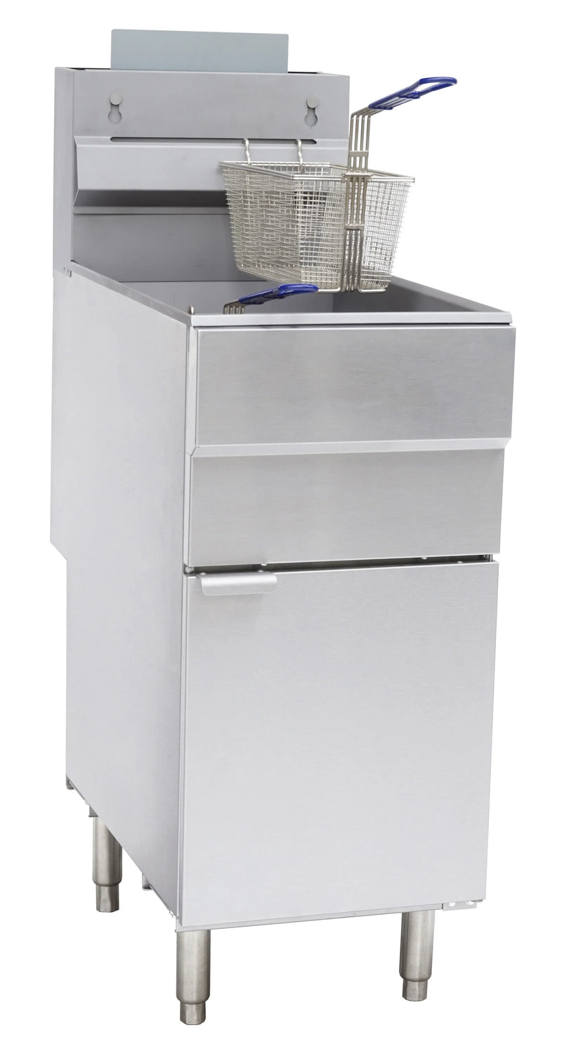 CHEFSRANGE GF90 - 22 LTR SINGLE TANK GAS FRYER (3 BURNER) + 2 Castores