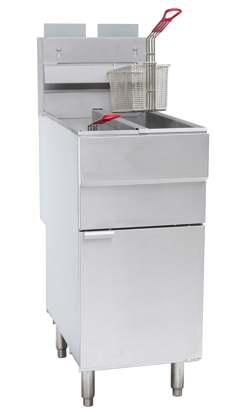CHEFSRANGE GF120T - 10+10 LTR SLIMLINE TWIN TANK GAS FRYER (4 BURNER) + 2 Castors