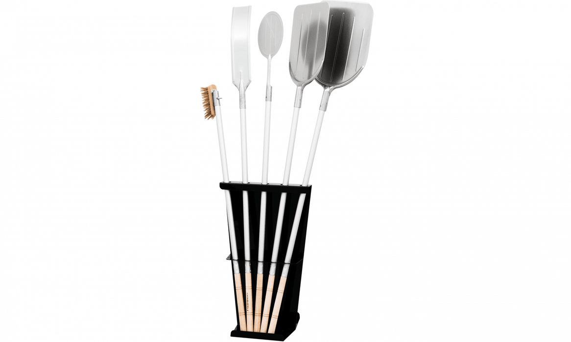 Professional Pizza Tools Kit with Black Powder Coated Stand