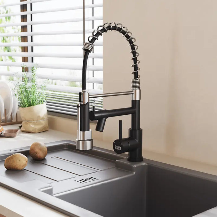 Tap Three-way Water, Pull-out Cold And Hot Water-Black