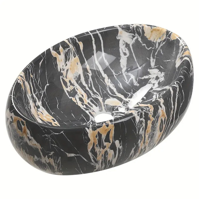 Black Marble Effect Ceramic Sink Basin